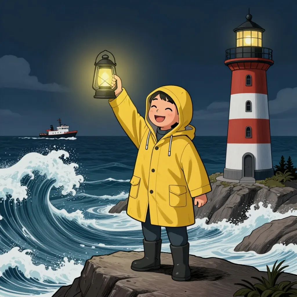 The lighthouse keeper scene in the Graphic novel style